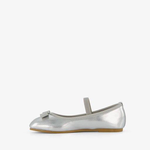 Meisjes ballerina's met strikje zilver