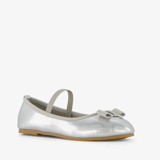 Meisjes ballerina's met strikje zilver