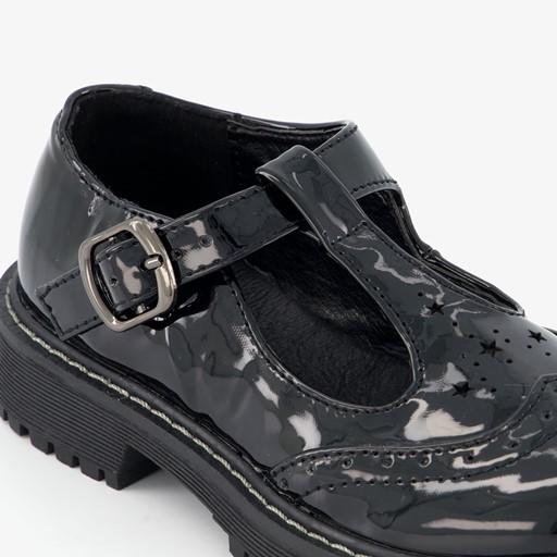 Meisjes lak loafers zwart met gesp