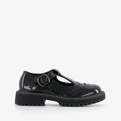 Meisjes lak loafers zwart met gesp