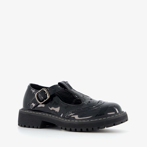 Meisjes lak loafers zwart met gesp