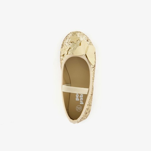 Meisjes glitter ballerina's met vlinder goud