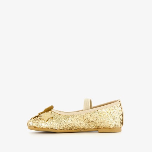 Meisjes glitter ballerina's met vlinder goud