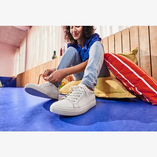 ECCO Soft Classic leren dames veterschoenen wit