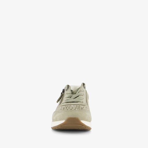 Comfort leren dames sneakers lichtgroen