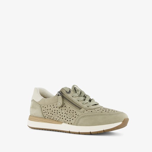 Comfort leren dames sneakers lichtgroen