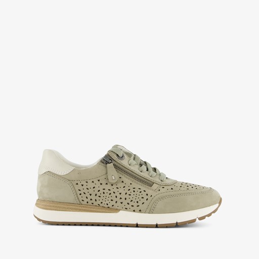 Comfort leren dames sneakers lichtgroen