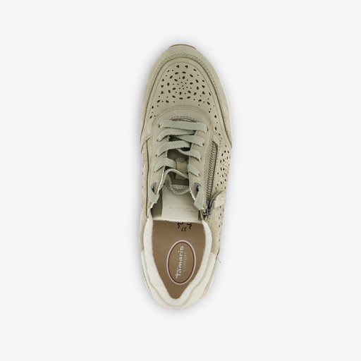 Comfort leren dames sneakers lichtgroen