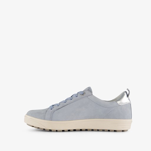 Comfort leren dames sneakers blauw zilver