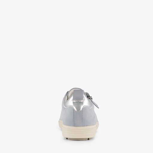 Comfort leren dames sneakers blauw zilver