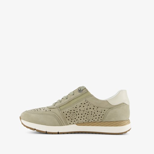 Comfort leren dames sneakers lichtgroen