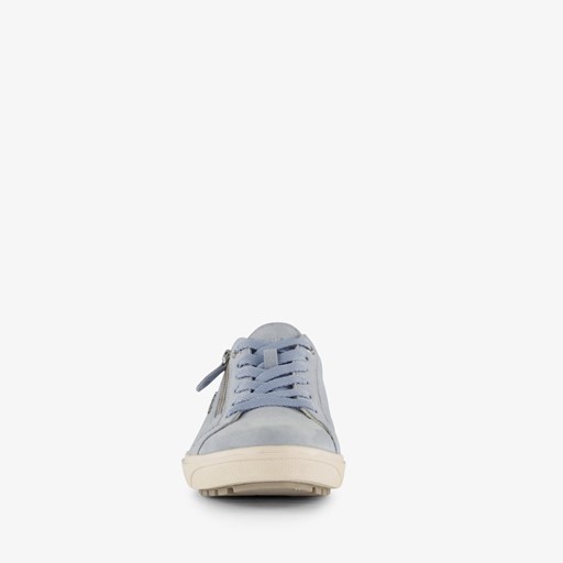 Comfort leren dames sneakers blauw zilver