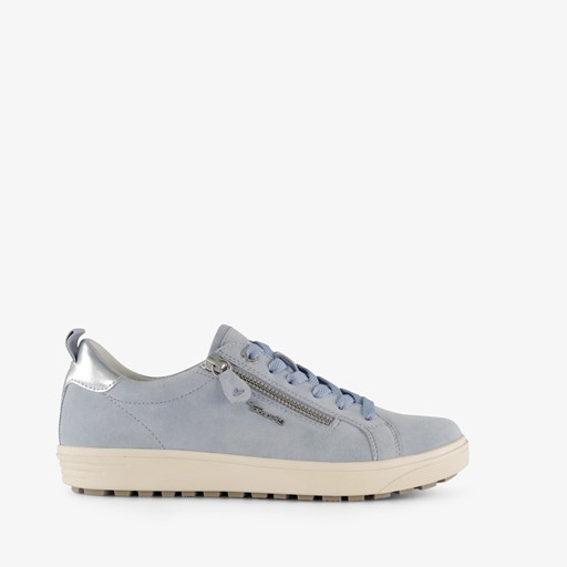 Comfort leren dames sneakers blauw zilver