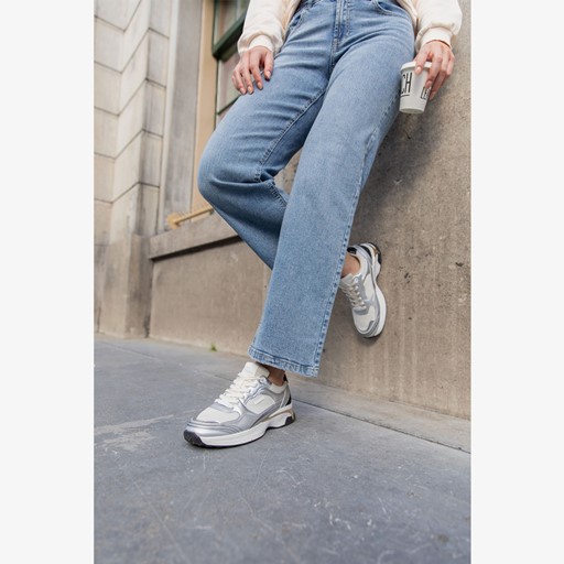 Dames dad sneakers zilver wit