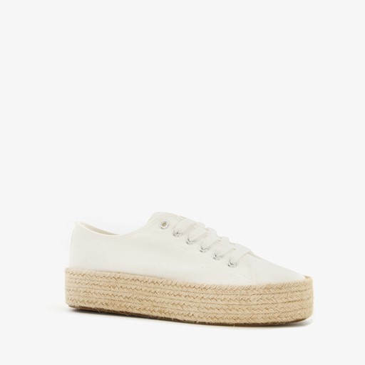 Dames sneakers met jute zool wit