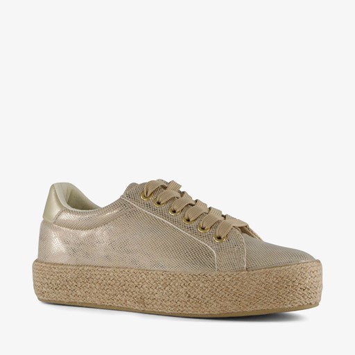 Dames sneakers met jute zool goud