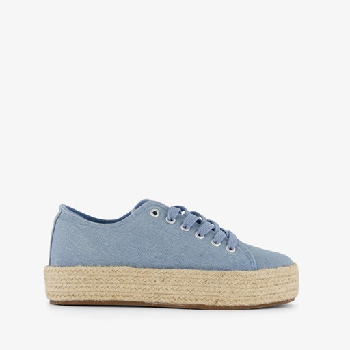 Dames sneakers met jute zool blauw