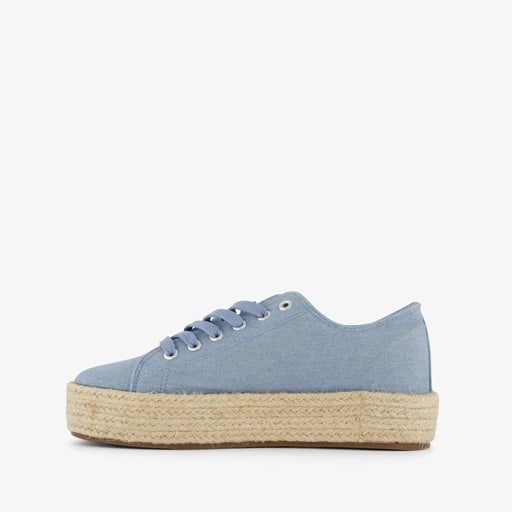 Dames sneakers met jute zool blauw