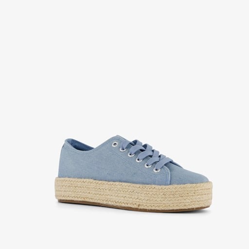 Dames sneakers met jute zool blauw
