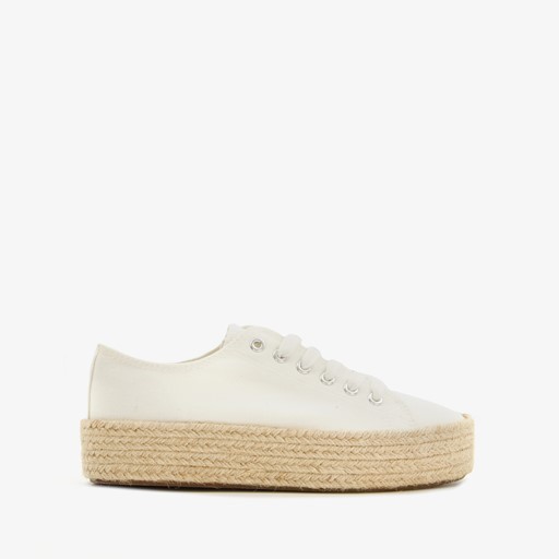 Dames sneakers met jute zool wit