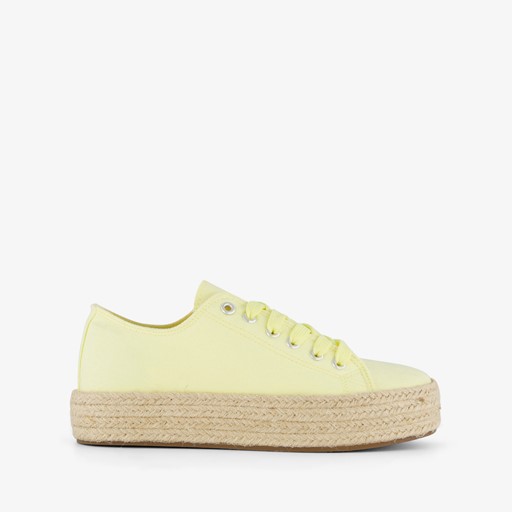 Dames sneakers met jute zool geel