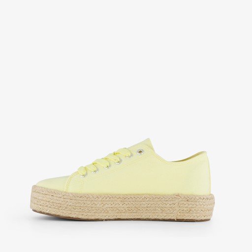 Dames sneakers met jute zool geel