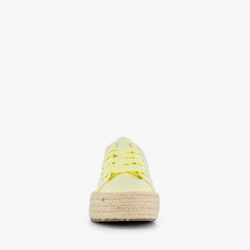Dames sneakers met jute zool geel