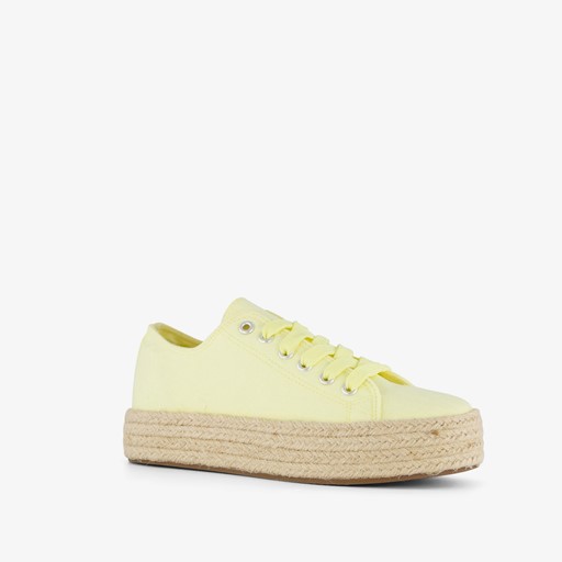 Dames sneakers met jute zool geel
