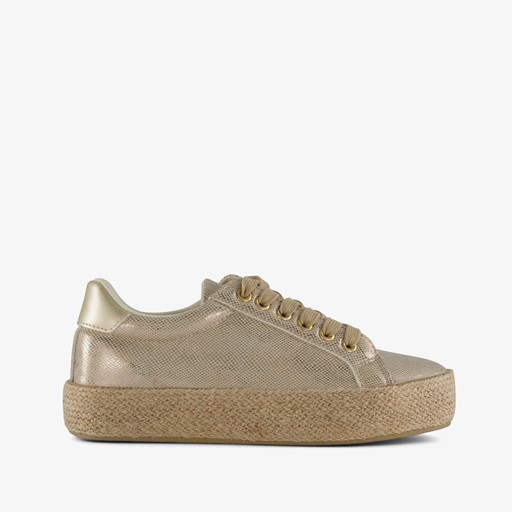 Dames sneakers met jute zool goud