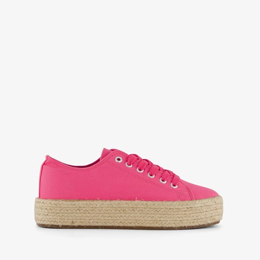 Dames sneakers met jute zool roze