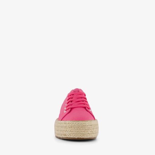 Dames sneakers met jute zool roze