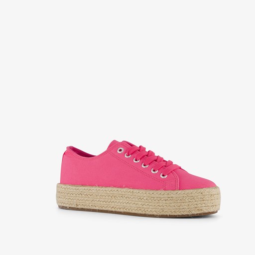 Dames sneakers met jute zool roze
