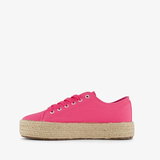 Dames sneakers met jute zool roze