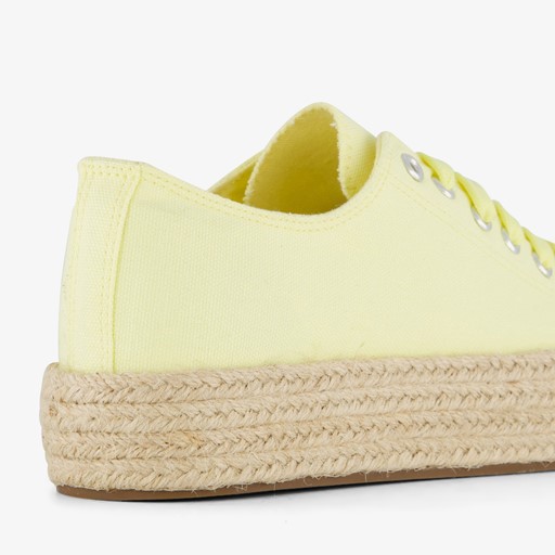 Dames sneakers met jute zool geel