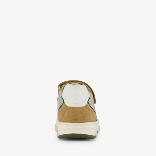 Leren jongens sneakers beige blauw
