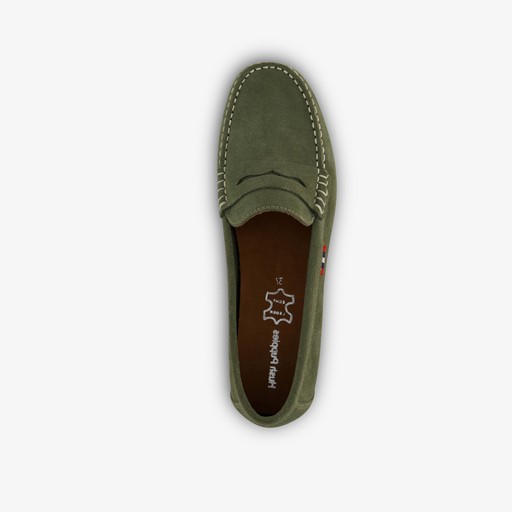 Leren dames mocassins groen