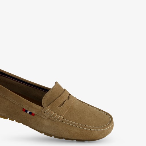 Leren dames mocassins beige