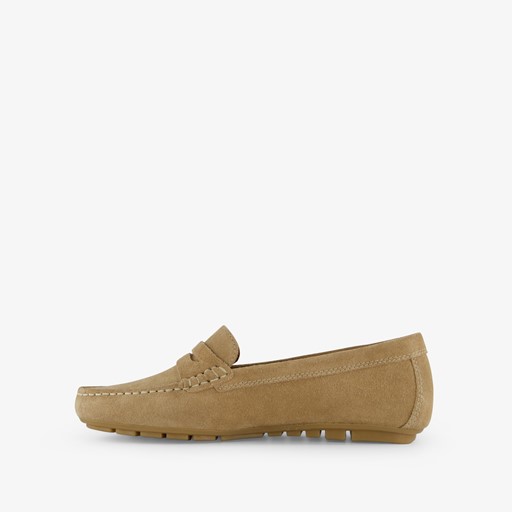 Leren dames mocassins beige