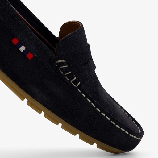 Suede dames mocassins blauw