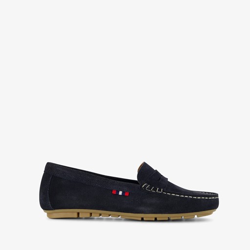 Suede dames mocassins blauw
