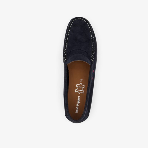 Suede dames mocassins blauw