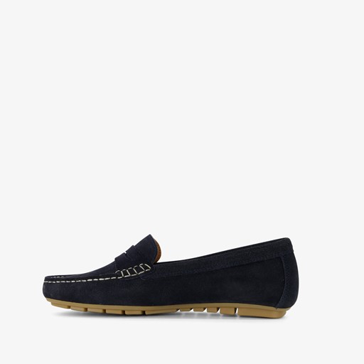 Suede dames mocassins blauw