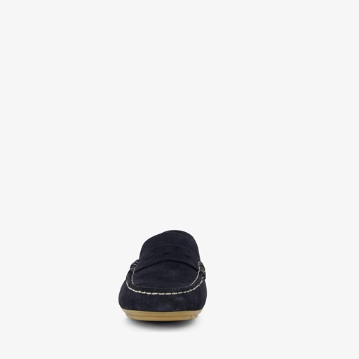 Suede dames mocassins blauw
