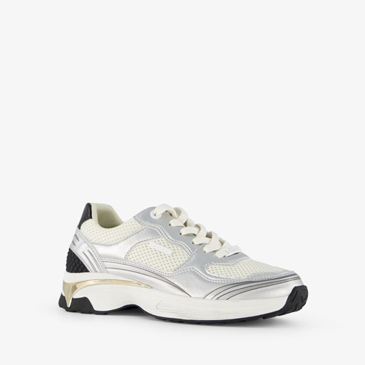 Dames dad sneakers zilver wit