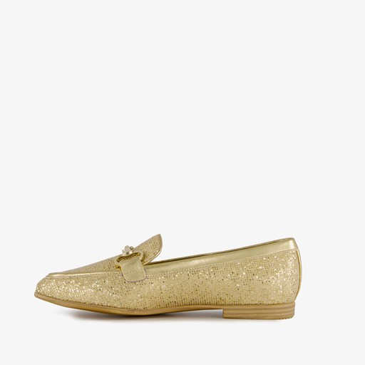 Dames loafers met pailletten goud