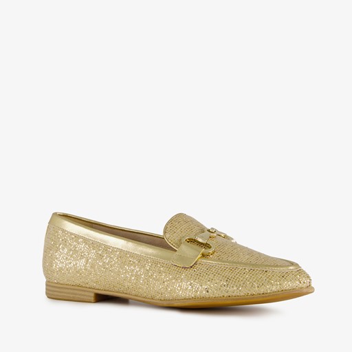 Dames loafers met pailletten goud