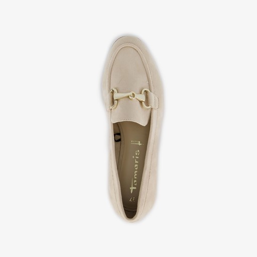 Dames loafers met gesp beige