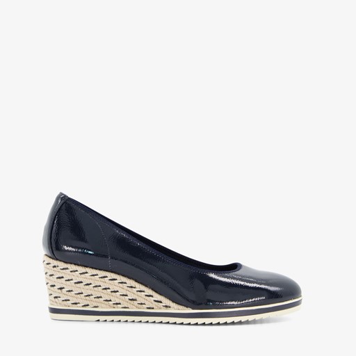 Dames lak pumps met sleehak blauw