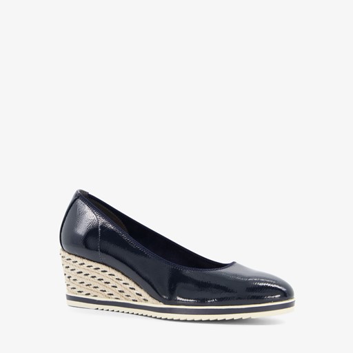Dames lak pumps met sleehak blauw