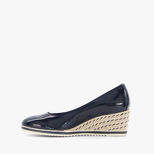 Dames lak pumps met sleehak blauw